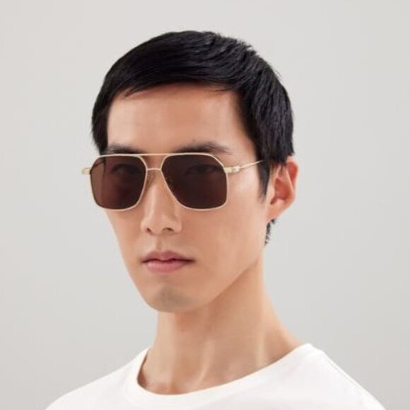 NEW ALEXANDER MCQUEEN AM0372S 002 PILOT GOLD SUNGLASSES ALEXANDER MCQUEEN - Picture 12 of 13